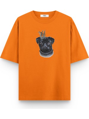 Overoz Köpek Baskılı Yarı Oversize Unisex T-Shirt 1021