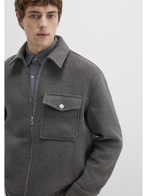 Mavi Yün Karışımlı Gri Gömlek 0211804-80024