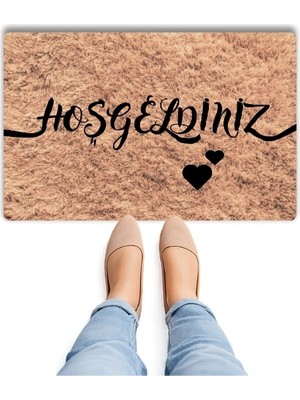 Bert Kalpli Hoşgeldiniz Dijital Baskılı Pvc Kaymaz Tabanlı Modern Kapı Önü Paspası – Şık ve Dekoratif Giriş Matı