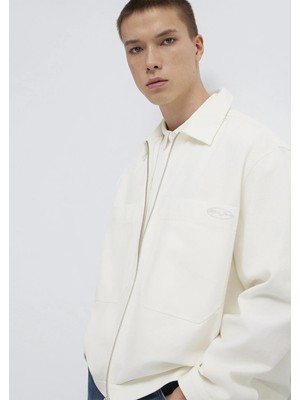 Mavi Cep Detaylı Ekru Ince Ceket 0211861-70057