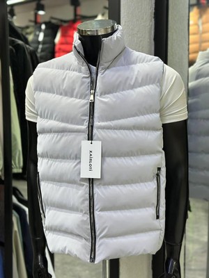 Erkek Dik Yaka Şişme Yelek Fermuarlı Slim Fit Günlük Spor Şişme Yelek Yeni Sezon