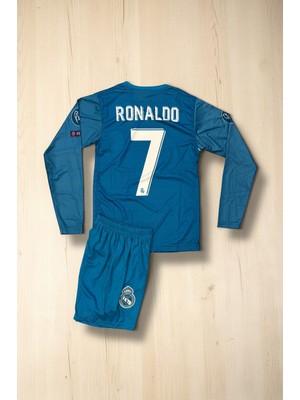 Çağrı Giyim Nostaljik Real Madrid Turkuaz Uzun Kollu Ronaldo Çocuk Forması