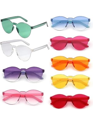 Aesco Çocuk Oval Şekilli Çerçevesiz Parti Gözlüğü 6 Renk 6 Adet