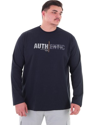 Maruf Shop Erkek 115-155 Kilo Arası Için Uygun Uzun Kol Bisiklet Yaka Mevsimlik Baskılı Ince Sweatshirt