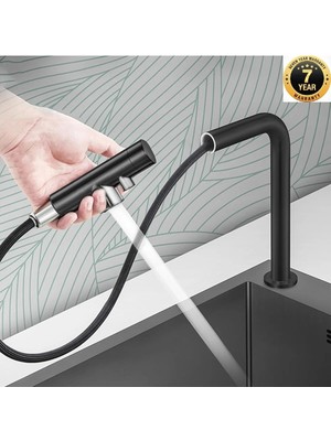 OEM Mutfak Evye Bataryası Pencere Önü Asönsörlü Su Arıtma Çıkışlı Spiralli Yeni Sistem Mat Siyah Ithal