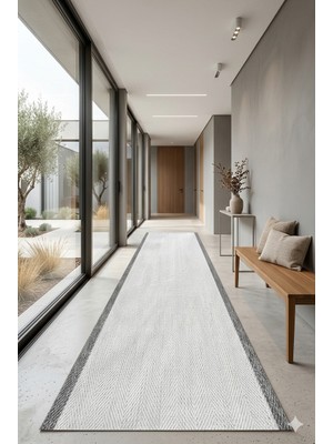 Hasır Dokuma Kaymaz Taban Sisal Kesme Halı Mutfak Koridor Hol Yolluk  S905 Gri
