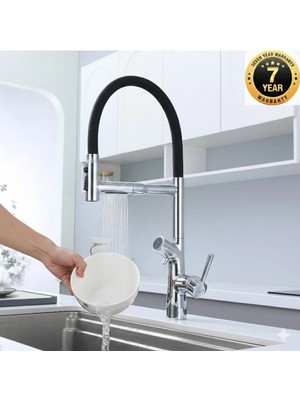 OEM Mutfak Evye Bataryası Bas Çek Su Arıtma Çıkışlı 3 Fonksiyon Esnek Spiralli 7 Yıl Garantili Ithal