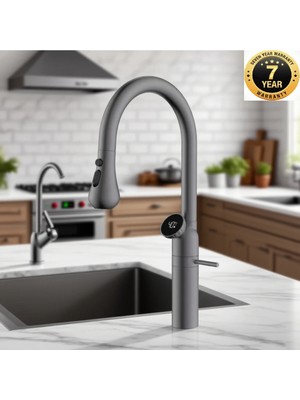 OEM Mutfak Evye Bataryası Dijital LED Ekranlı 3 Fonksiyonlu Spiralli Fiskiye Ithal 7 Yıl Garantili