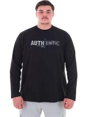 Maruf Shop Erkek 115-155 Kilo Arası Için Uygun Uzun Kol Bisiklet Yaka Mevsimlik Baskılı Ince Sweatshirt