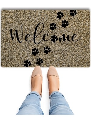 Bert Welcome Pati Izli Dijital Baskılı Pvc Kapı Önü Paspası Kaymaz Tabanlı Modern Giriş Paspası