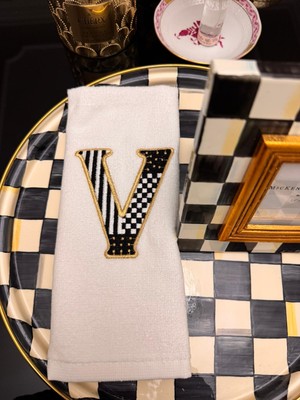 Geffprive Özel Tasarım Harf Nakışlı El Havlusu | Premium Seri 30X50 -V-