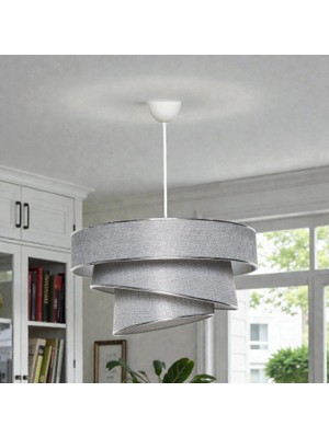 Elizim Home Lighting Pasta 3 Katlı Gri Abajur Sarkıt Avize