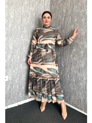 Modaplaza Kadın Desenli Şifon Elbise 7583