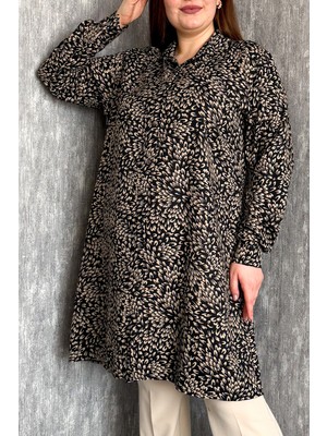 Modaplaza Kadın Yaprak Desen Büyük Beden Viskon Gömlek 7514