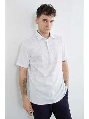 FullaModa Ince Kareli Polo Yaka Tişört