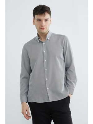 FullaModa Çizgili Düğmeli Uzun Kol Gömlek