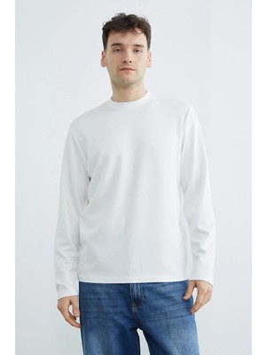 FullaModa Basic Bisiklet Yaka Modal Sweatshirt