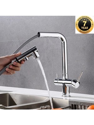 OEM Mutfak Evye Bataryası Dual Flow Su Arıtma Çıkışlı Spiralli Fiskiyeli 7 Yıl Garantili Ithal