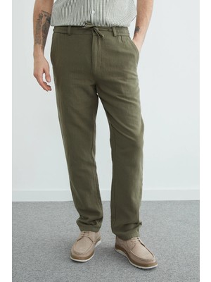 FullaModa Beli Lastikli Müslin Kumaş Pantolon