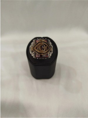 Generic 925 Ayar Gümüş Ay Yıldızlı Bordo Taşlı Erkek Yüzük – El Işçiliği/ Ölçü No: 26