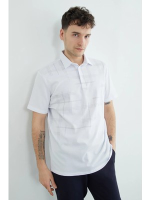 FullaModa Ince Kareli Polo Yaka Tişört