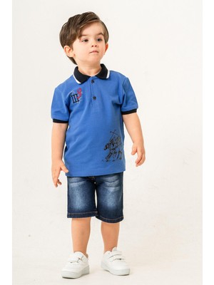 Chicsy Baby Tarz Lakos Asker Desenli Belden Ayarlanabilir Kısa Kollu Şortlu 2\'li Takım Çocuk ve Bebek Giyim Özel