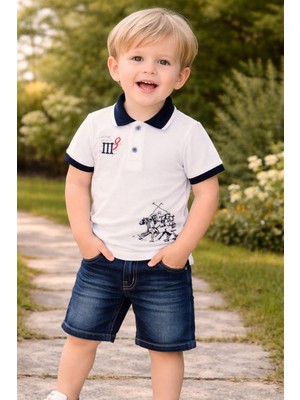 Chicsy Baby Tarz Lakos Asker Desenli Belden Ayarlanabilir Kısa Kollu Şortlu 2\'li Takım Çocuk ve Bebek Giyim Özel