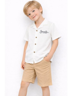 Chicsy Baby Tarz Gömlekli  Belden Ayarlanabilir Kısa Kollu Şortlu 2\'li Takım Çocuk ve Bebek Giyim Özel Gün Bayra