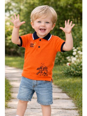 Chicsy Baby Tarz Lakos Asker Desenli Belden Ayarlanabilir Kısa Kollu Şortlu 2\'li Takım Çocuk ve Bebek Giyim Özel