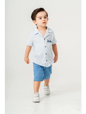 Chicsy Baby Tarz Gömlekli  Belden Ayarlanabilir Kısa Kollu Şortlu 2\'li Takım Çocuk ve Bebek Giyim Özel Gün Bayra