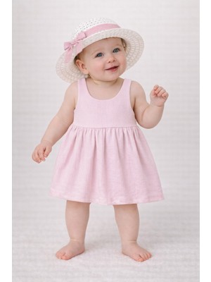 Chicsy Baby Tatlı Fitilli Şapkalı Fiyonklu Kız Bebek Elbisesi