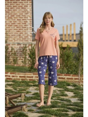 Nemere Angel Deniz Yıldızı Desenli ve Baskılı Önü Düğmeli "listen The Song Of The Sea" Kapri Takı