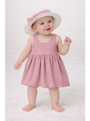 Chicsy Baby Tatlı Fitilli Şapkalı Fiyonklu Kız Bebek Elbisesi