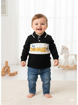 Kidex’s Baby Erkek Bebek Gömlek Kısa Kollu Pantolon Ikili Takım Donald Baskılı Ördekli %100 Pamuklu