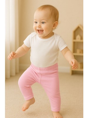 Chicsy Baby Unisex Bebek Düz Renkli Organik Kumaş Tayt Ilkbahar Yazlık 3-12 Ay