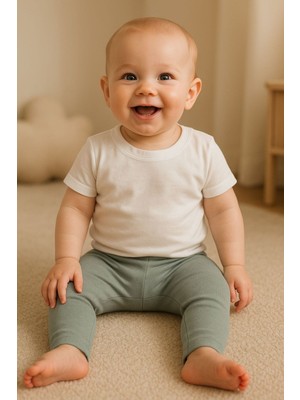 Chicsy Baby Unisex Bebek Düz Renkli Organik Kumaş Tayt Ilkbahar Yazlık 3-12 Ay