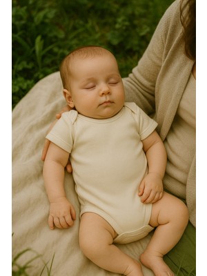Chicsy Baby Unisex Bebek Organik Pamuklu Çıtçıtlı Kısa Kollu Zıbın Body 0-12 Ay