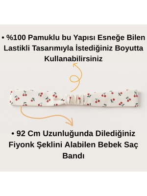 Chicsy Baby Kız Bebek Kiraz Desenli Fiyonklu Esnek Saç Bandı