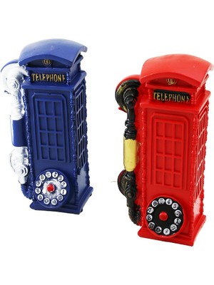 Ankaverse Telefon Kulübesi Vintage Dekoratif Biblo - Kumbara Renkli 20X6X6CM Reçine (5286)