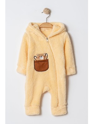 Chicsy Baby Kışlık Tatlı Ayıcık Cepli Kapüşonlu Welsoft Fermuarlı Bebek Tulum