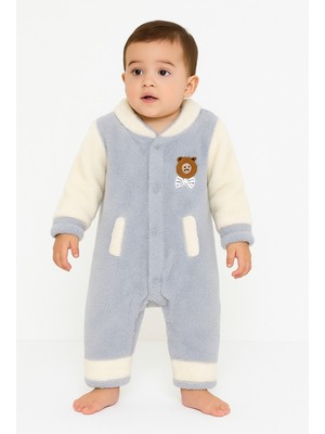 Chicsy Baby Kışlık Tatlı Ayıcık Cepli Welsoft Fermuarlı Kışlık Bebek Tulum