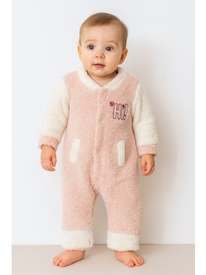 Chicsy Baby Kışlık Tatlı Welsoft Hi Yazılı Nakışlı Fermuarlı Alttan Çıtçıtlı Bebek Tulum