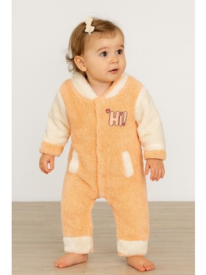 Chicsy Baby Kışlık Tatlı Welsoft Hi Yazılı Nakışlı Fermuarlı Alttan Çıtçıtlı Bebek Tulum