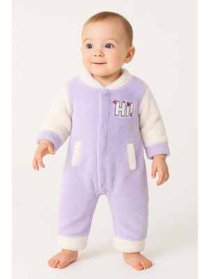 Chicsy Baby Kışlık Tatlı Welsoft Hi Yazılı Nakışlı Fermuarlı Alttan Çıtçıtlı Bebek Tulum
