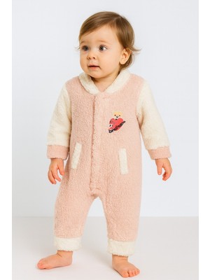 Chicsy Baby Kışlık Tatlı Welsoft Kalpli Nakışlı Kolay Giyimli Kapüşonsuz Bebek Tulum