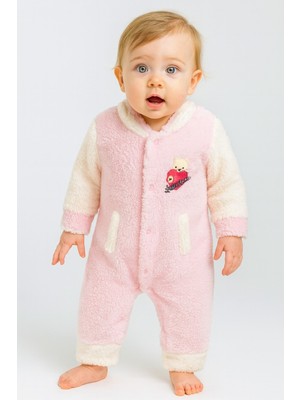 Chicsy Baby Kışlık Tatlı Welsoft Kalpli Nakışlı Kolay Giyimli Kapüşonsuz Bebek Tulum