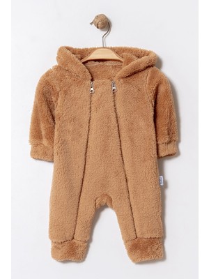 Chicsy Baby Kışlık Tatlı Çift Fermuarlı Kapüşonlu Peluş Bebek Tulum