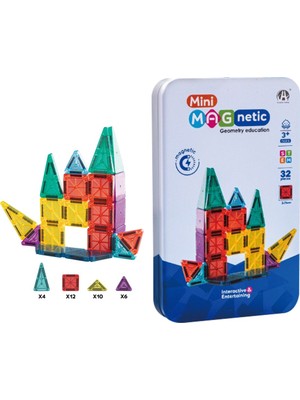 Oyuncak Vitrinim Mini Seyahat Tipi Metal Kutulu 32 Parça Magnet Oyun Seti