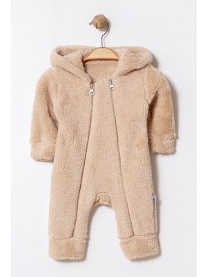 Chicsy Baby Kışlık Tatlı Çift Fermuarlı Kapüşonlu Peluş Bebek Tulum