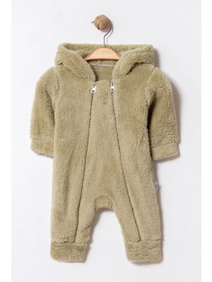 Chicsy Baby Kışlık Tatlı Çift Fermuarlı Kapüşonlu Peluş Bebek Tulum